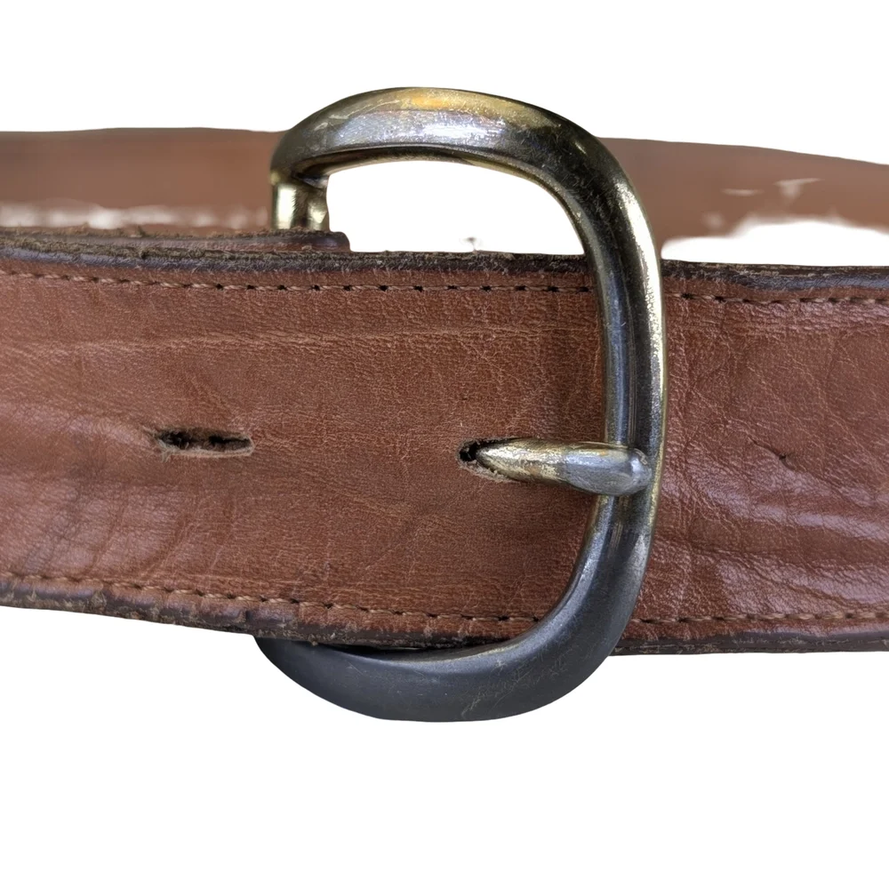 Justin Brown Leather Western Cutout Belt Removable Buckle 1.5" Wide | Size 38 - Picture 5 of 9